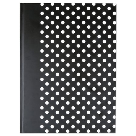UNIVERSAL Hardcover Notebook, Black w/White Dots UNV66350